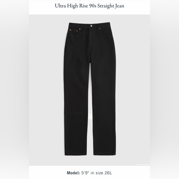 ABERCROMBIE & FITCH ULTRA HIGH RISE 90’D STRAIGHT JEAN IN NO FADE BLACK - Picture 11 of 12